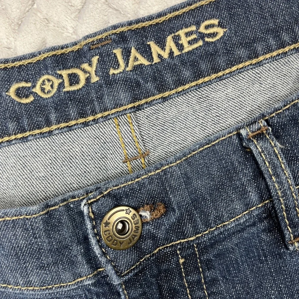 Cody James Jeans Mens 36x32 Bootcut Western Dark Wash Thick Pocket Stitching